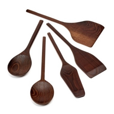 Set de 5 ustensiles de cuisine en bois brûlé - Serax