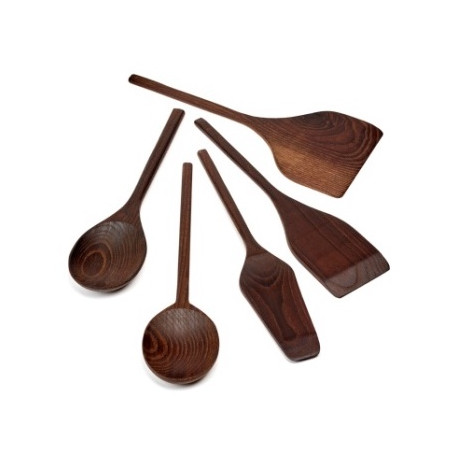 Set de 5 ustensiles de cuisine en bois brûlé - Serax