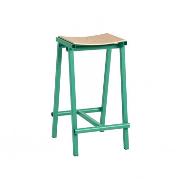 Tabouret haut TABURETE 8 pieds métal et assise en chêne - Hay