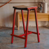 Tabouret haut TABURETE 8 pieds métal et assise en chêne - Hay