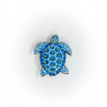 Broche BLUE LOGGERHEAD TURTLE brodée main - Trovelore