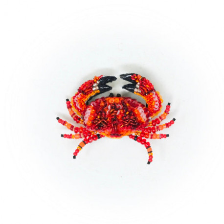 Broche RED ROCK CRAB brodée main - Trovelore