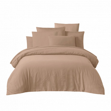 Housse de couette en satin de coton lavé Taloa cimarron - Haomy