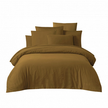 Housse de couette en satin de coton lavé Taloa gold - Haomy