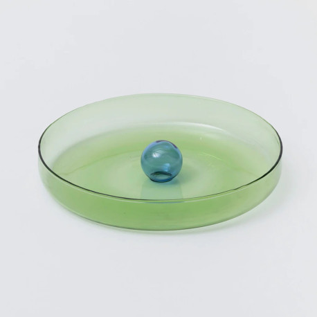 Plat BUBBLE medium en verre bicolore green / blue - Block Design