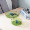 Plat BUBBLE medium en verre bicolore green / blue - Block Design