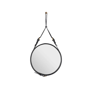 Miroir rond ADNET en cuir - Gubi