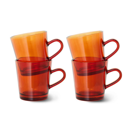 Lot de 4 tasses à café 70S en verre - HK Living