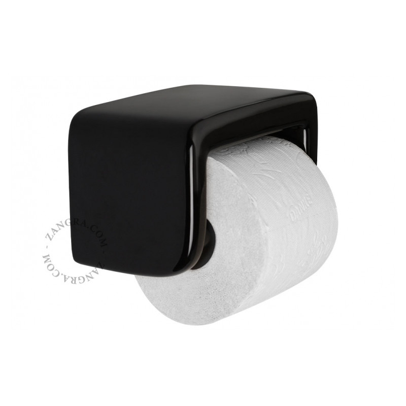 Support de papier toilette noir, support de rouleau de papier toilette en  bois -  France