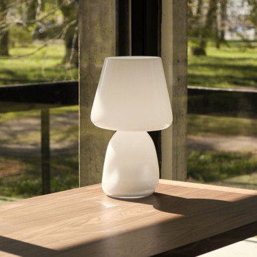 Lampe de table "Apollo" en verre opalin blanc - Hay