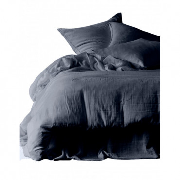 Housse de couette DILI en voile de coton 220 x 240cm - Noir - Harmony